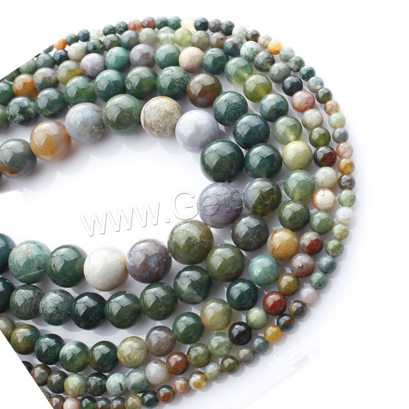 Natural Indian Agate Beads, Round, different size for choice, Length:Approx 15 Inch, Sold By Strand