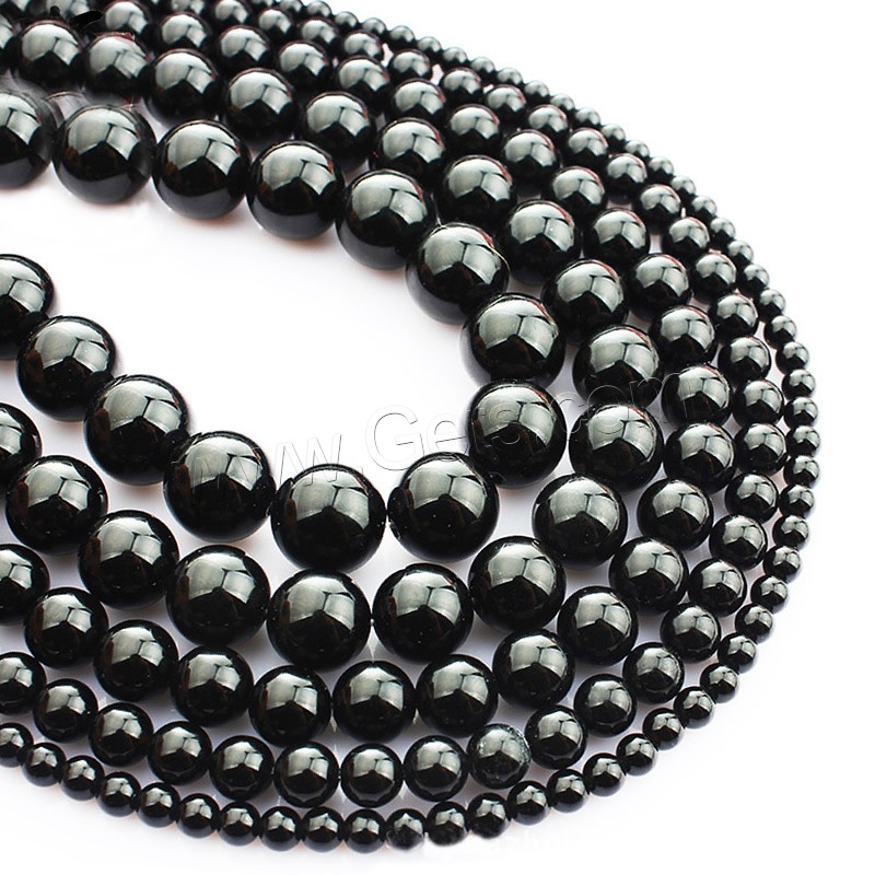 Natural Black Agate Beads, Round, different size for choice, Length:Approx 15 Inch, Sold By Strand