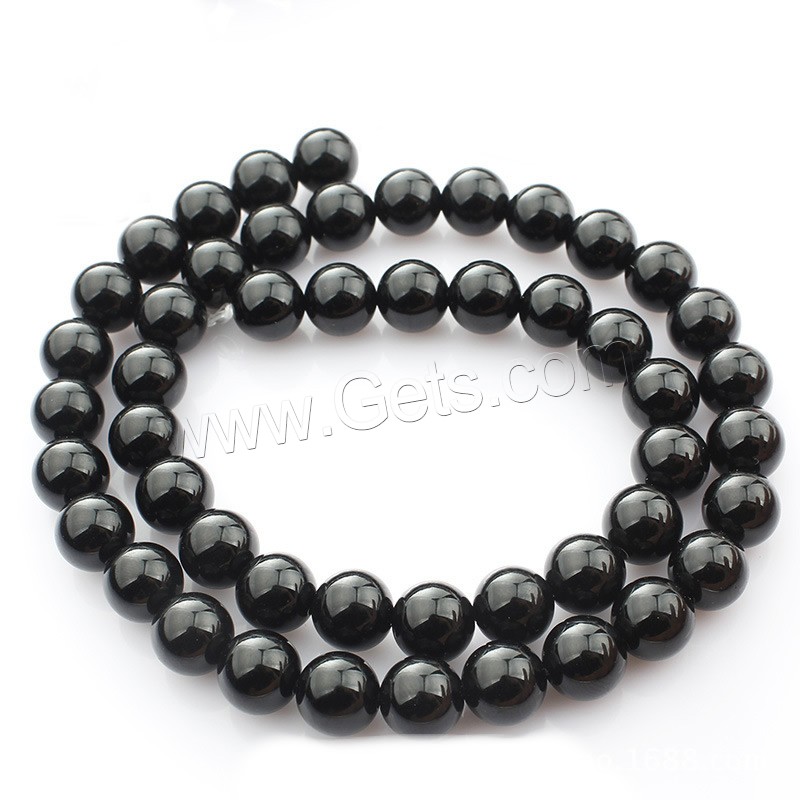 Natural Black Agate Beads, Round, different size for choice, Length:Approx 15 Inch, Sold By Strand