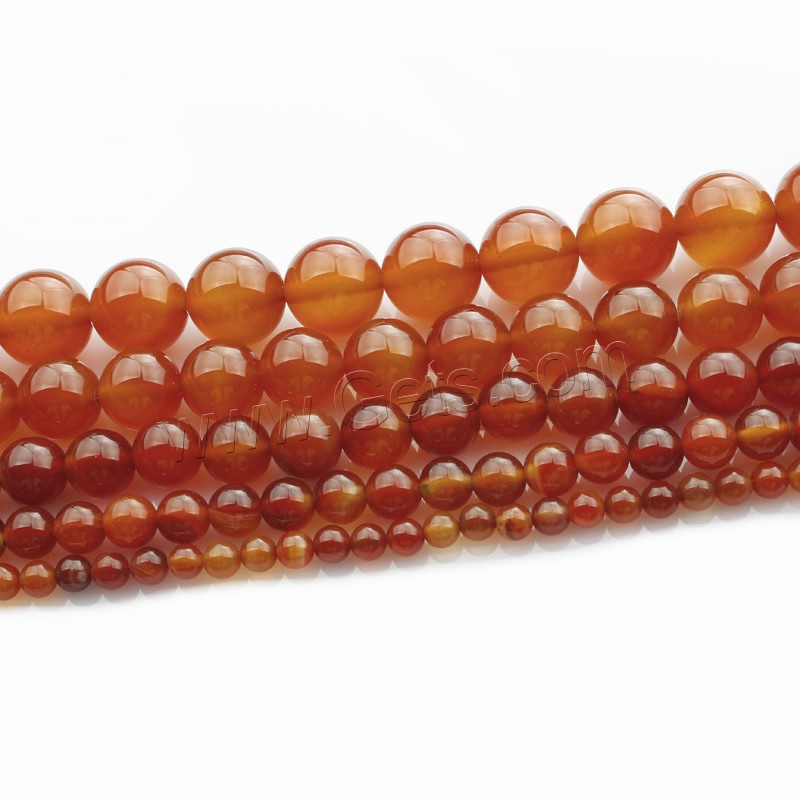 Natürlich rote Achat Perlen, Roter Achat, rund, verschiedene Größen vorhanden, Länge:ca. 15 ZollInch, verkauft von Strang