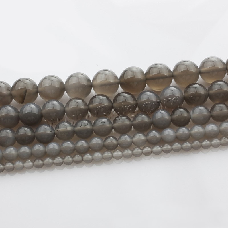 Natural Grey Agate Beads, Round, different size for choice, Length:Approx 15 Inch, Sold By Strand