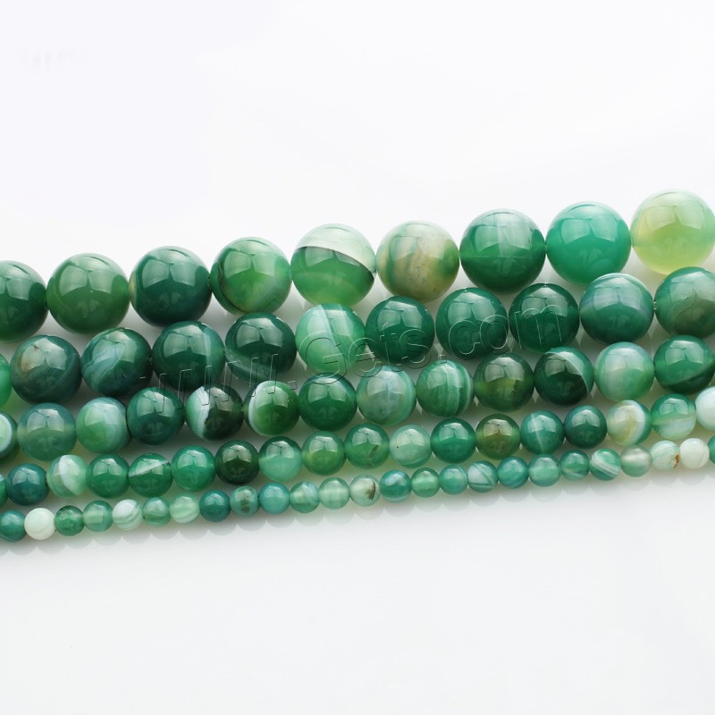 Natürliche Streifen Achat Perlen, Synthetischer Achat, rund, synthetisch, verschiedene Größen vorhanden, grün, Länge:ca. 15 ZollInch, verkauft von Strang