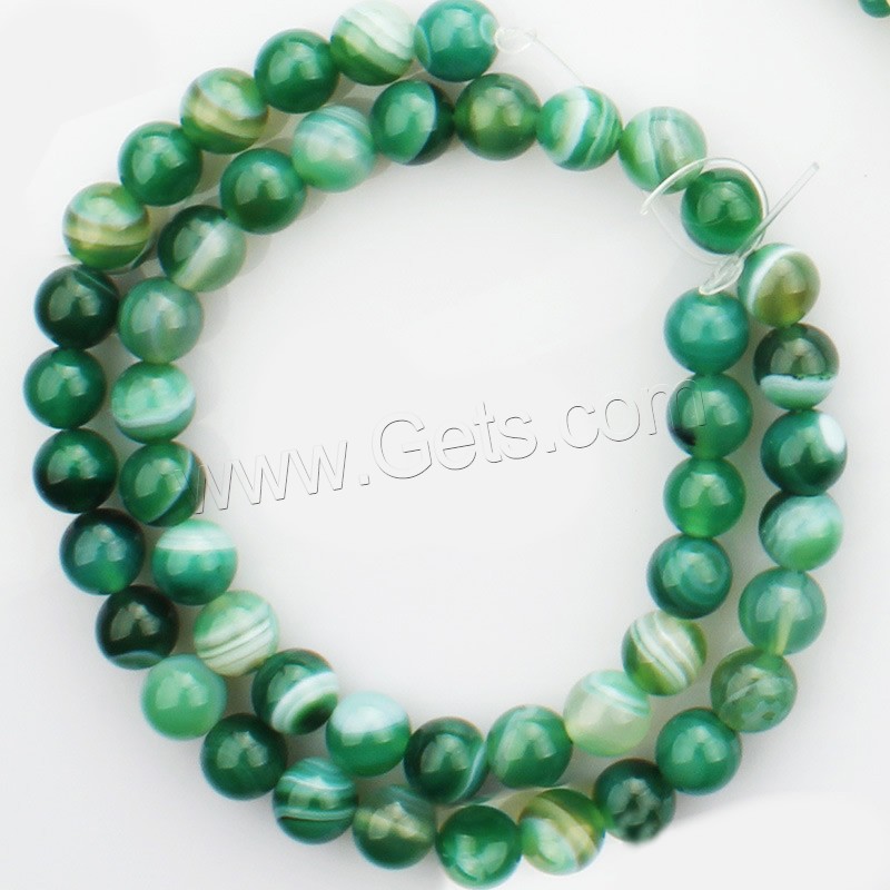 Natürliche Streifen Achat Perlen, Synthetischer Achat, rund, synthetisch, verschiedene Größen vorhanden, grün, Länge:ca. 15 ZollInch, verkauft von Strang