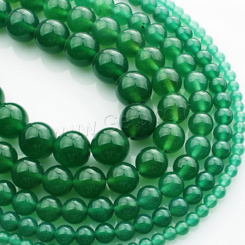 Natural Green Agate Beads, Round, different size for choice, Length:Approx 15 Inch, Sold By Strand