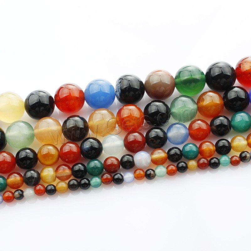 Mixed Agate Beads, Round, natural, different size for choice, Length:Approx 15 Inch, Sold By Strand