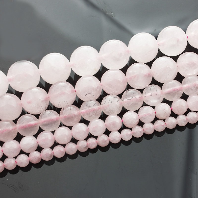 Natürliche Rosenquarz Perlen, rund, verschiedene Größen vorhanden, Länge:ca. 15 ZollInch, verkauft von Strang