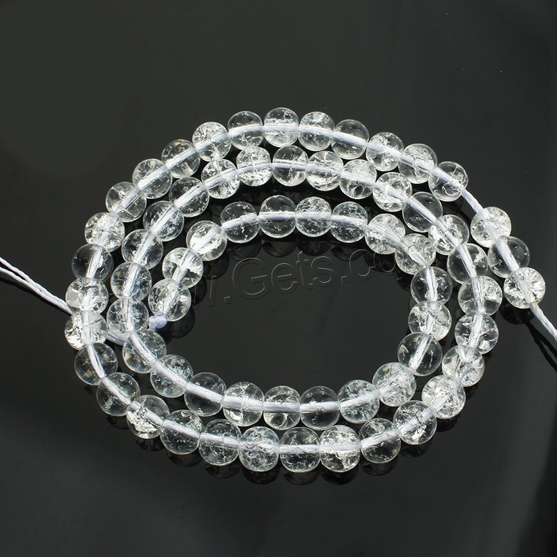 Knistern Quarz Perlen, rund, verschiedene Größen vorhanden, Länge:ca. 15 ZollInch, verkauft von Strang