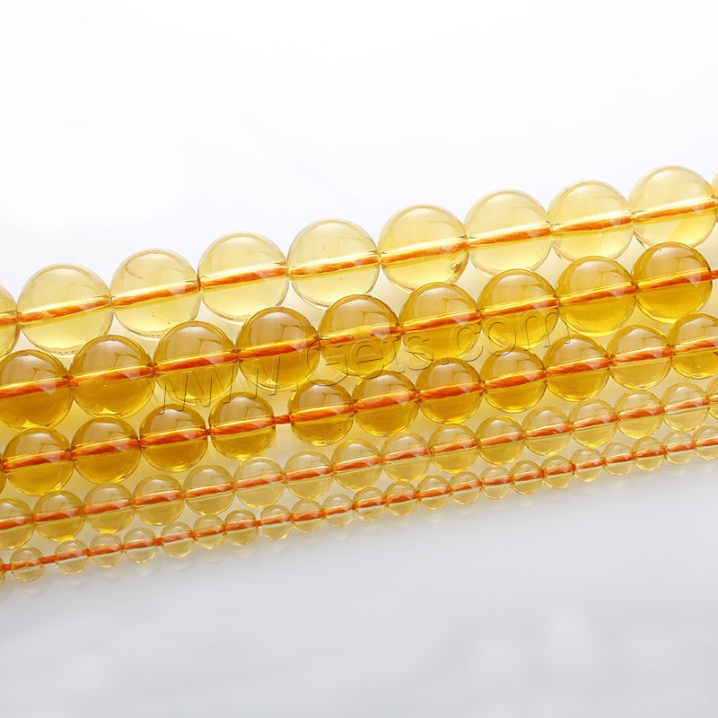 Cristal en jaune naturelles, perles de citrine, Rond, Novembre Birthstone & normes différentes pour le choix, Longueur:Environ 15 pouce, Vendu par brin