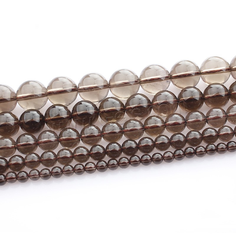 Natürliche Rauchquarz Perlen, rund, verschiedene Größen vorhanden, Länge:ca. 15 ZollInch, verkauft von Strang