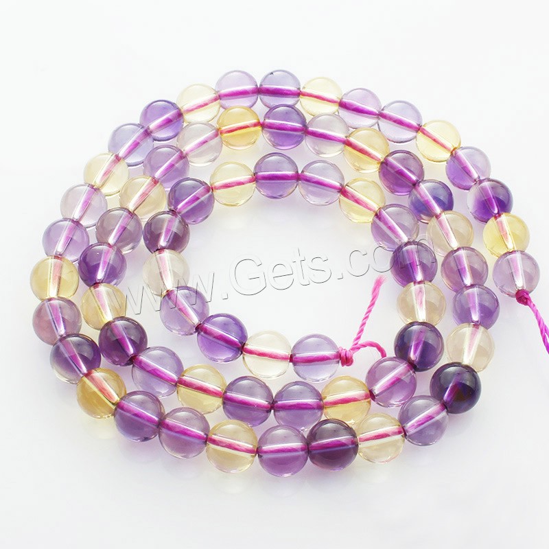 Natural Ametrine Beads, Round, different size for choice, Length:Approx 15 Inch, Sold By Strand