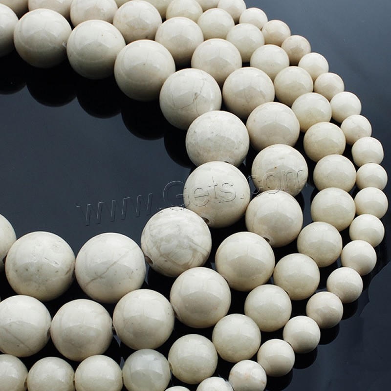 Knochen Fossil Perle, rund, natürlich, verschiedene Größen vorhanden, Länge:ca. 15 ZollInch, verkauft von Strang