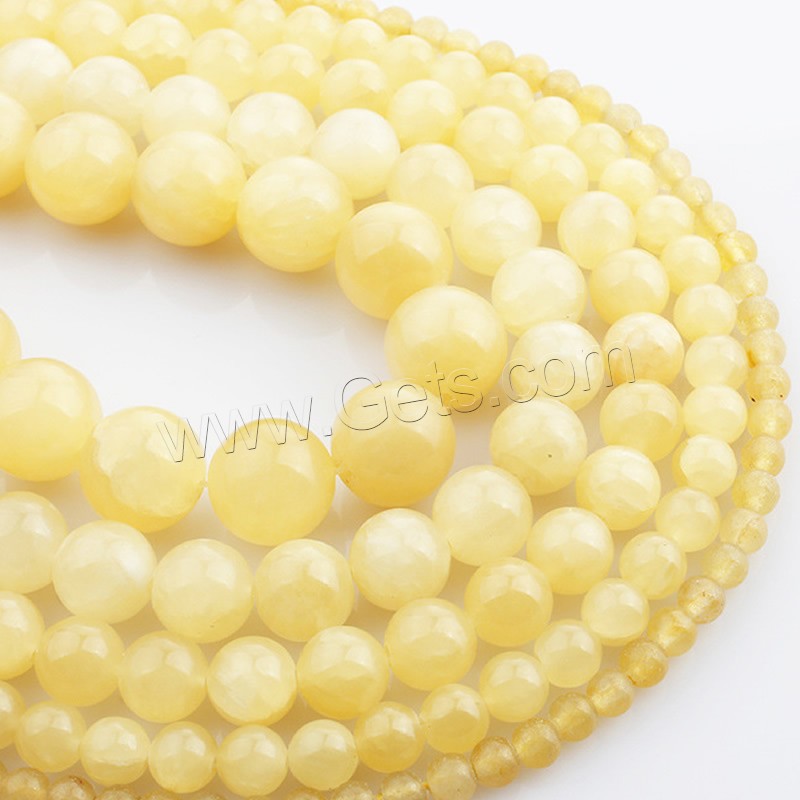 Jade Yellow Bead, Round, natural, different size for choice, Length:Approx 15 Inch, Sold By Strand
