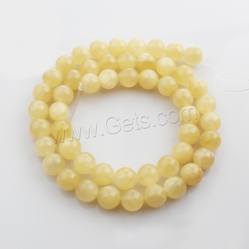 perles en Jade jaune, jaune de jade, Rond, naturel, normes différentes pour le choix, Longueur:Environ 15 pouce, Vendu par brin