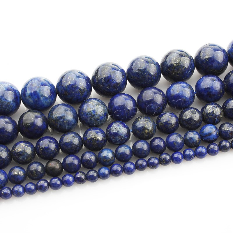 Perles de pierre lasurite naturelles, lapis lazuli naturel, Rond, normes différentes pour le choix, Longueur:Environ 15 pouce, Vendu par brin