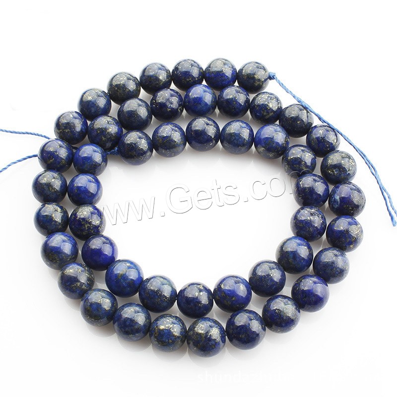 Perles de pierre lasurite naturelles, lapis lazuli naturel, Rond, normes différentes pour le choix, Longueur:Environ 15 pouce, Vendu par brin