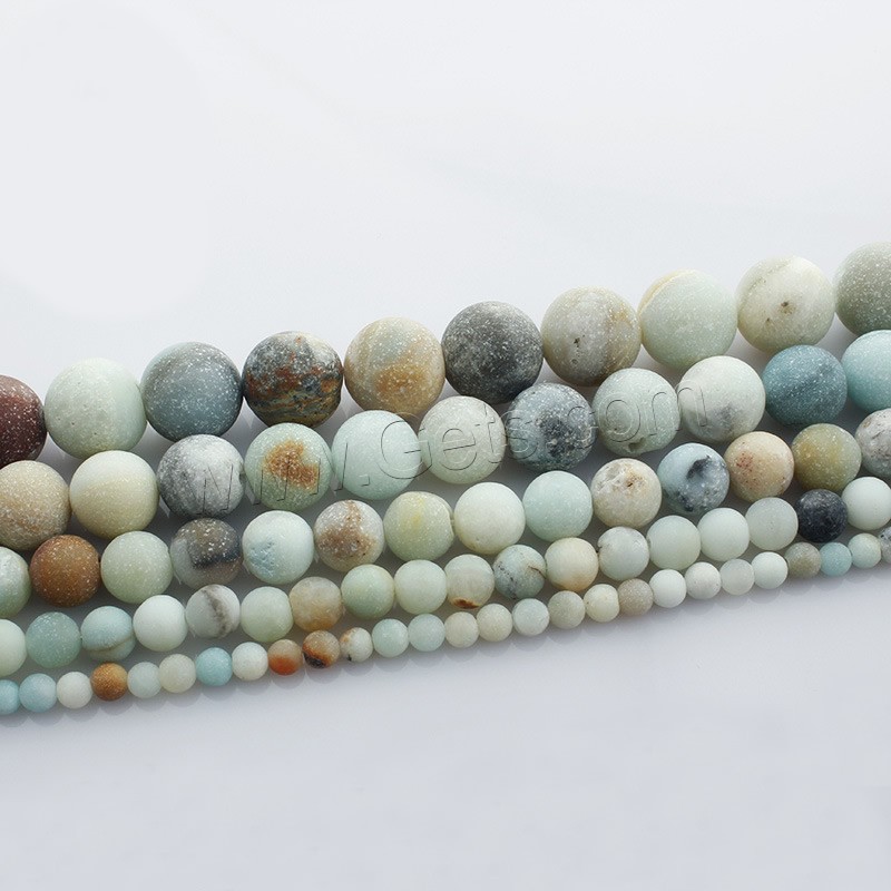 Perles amazonite, Rond, normes différentes pour le choix & givré, Longueur:Environ 15 pouce, Vendu par brin