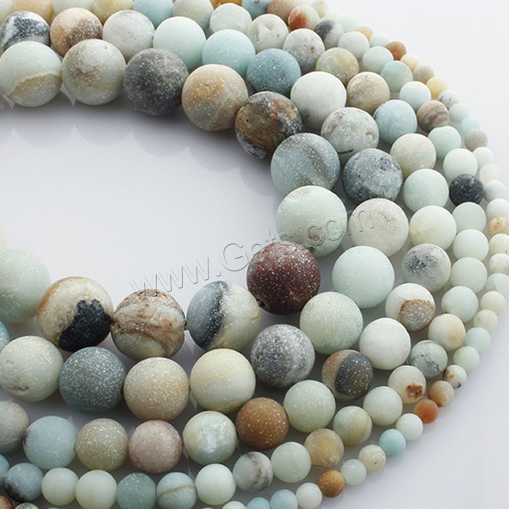 Amazonit Perlen, rund, verschiedene Größen vorhanden & satiniert, Länge:ca. 15 ZollInch, verkauft von Strang