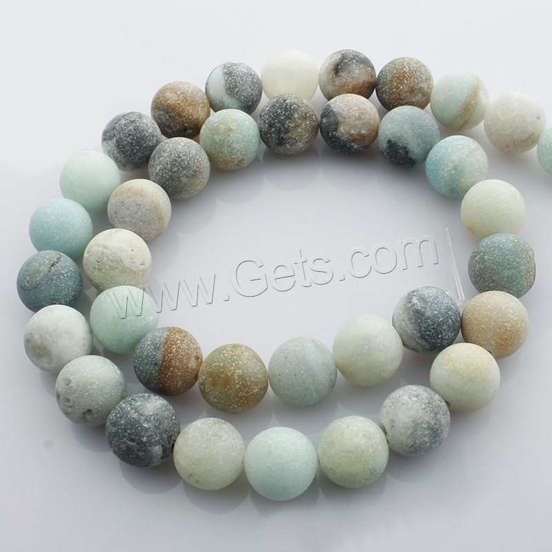 Amazonit Perlen, rund, verschiedene Größen vorhanden & satiniert, Länge:ca. 15 ZollInch, verkauft von Strang