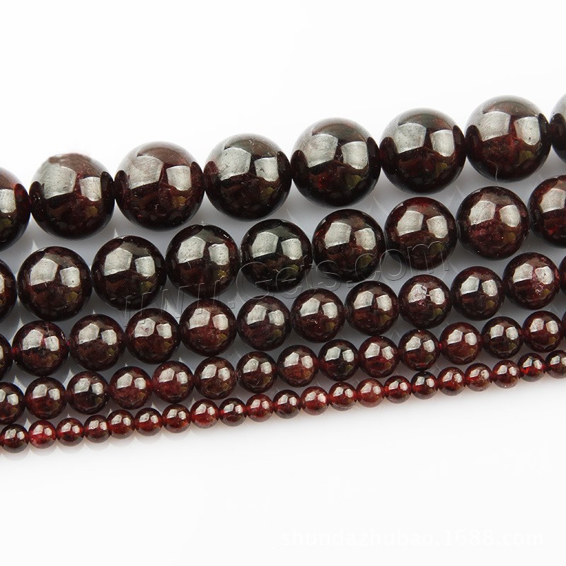 Perles en pierre grenat naturelles, Rond, normes différentes pour le choix, Longueur:Environ 15 pouce, Vendu par brin