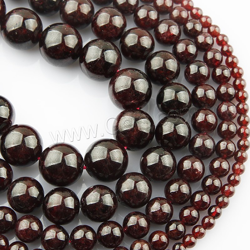 Perles en pierre grenat naturelles, Rond, normes différentes pour le choix, Longueur:Environ 15 pouce, Vendu par brin