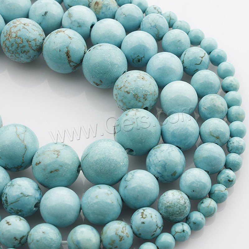 Natural Turquoise Beads, Round, different size for choice, green, Length:Approx 15 Inch, Sold By Strand