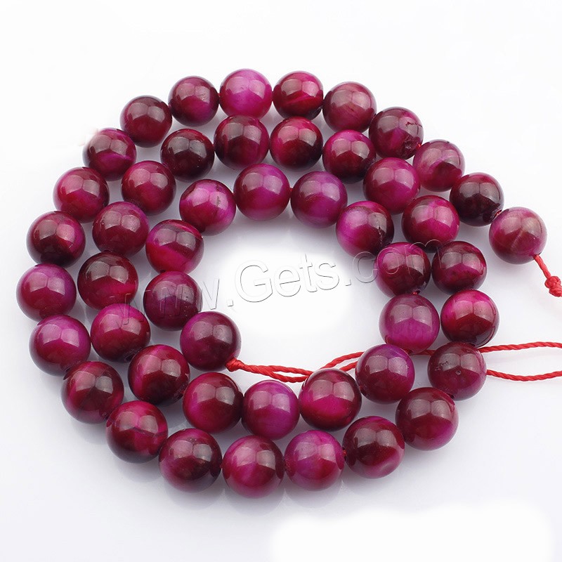Tiger Eye Beads, Round, natural, different size for choice, rose carmine, Length:Approx 15 Inch, Sold By Strand