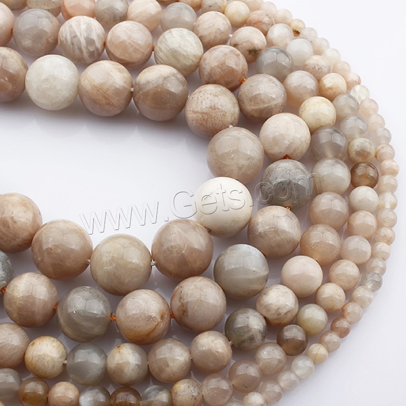Sonnenstein Perle, rund, natürlich, verschiedene Größen vorhanden, Länge:ca. 15 ZollInch, verkauft von Strang