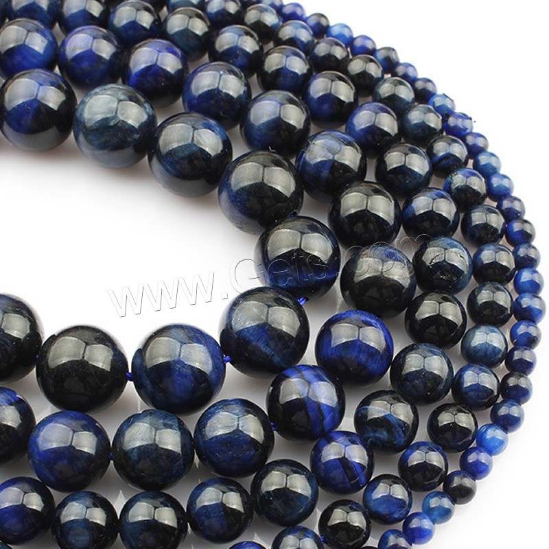 Tiger Eye Beads, Round, natural, different size for choice, blue, Length:Approx 15 Inch, Sold By Strand