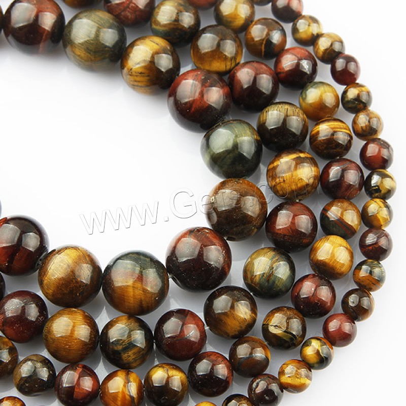 Tiger Eye Beads, Round, natural, different size for choice, Length:Approx 15 Inch, Sold By Strand