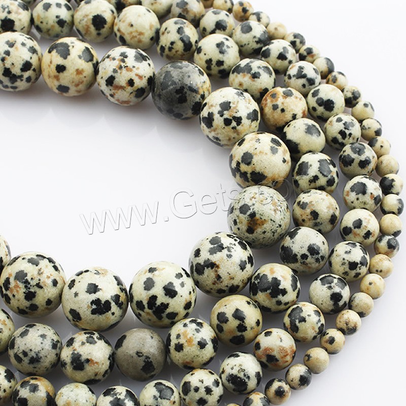 Perles dalmatiens, Dalmate, Rond, naturel, normes différentes pour le choix, Longueur:Environ 15 pouce, Vendu par brin