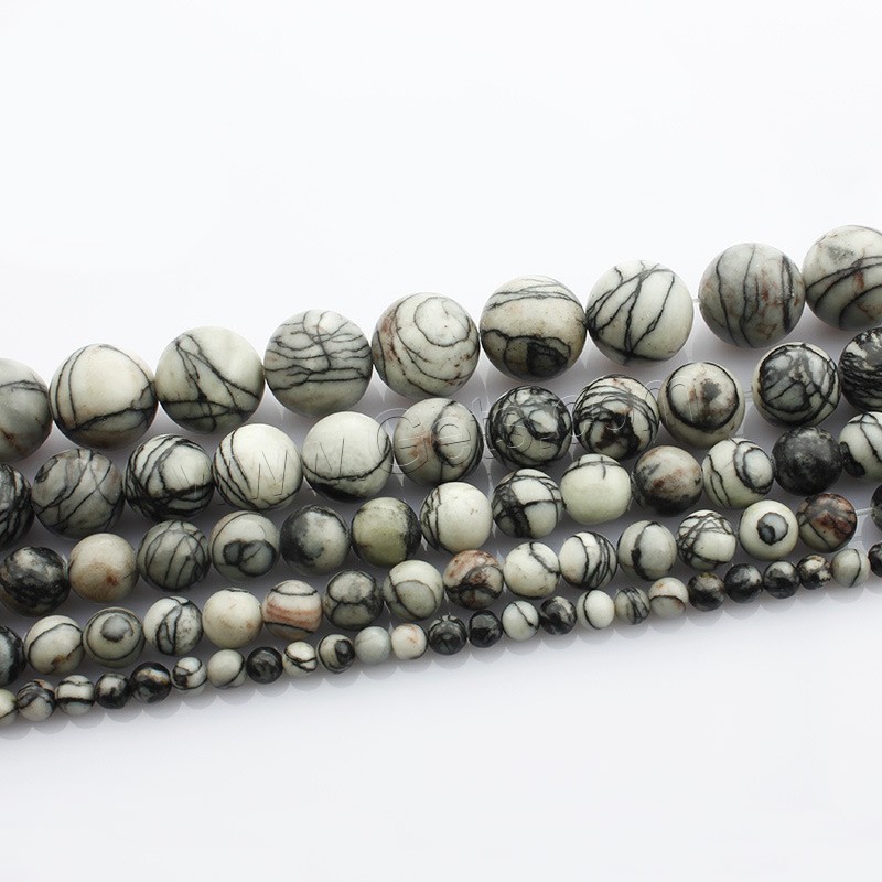 Black Silk Stone Bead, Network Stone, Round, natural, different size for choice, Length:Approx 15 Inch, Sold By Strand