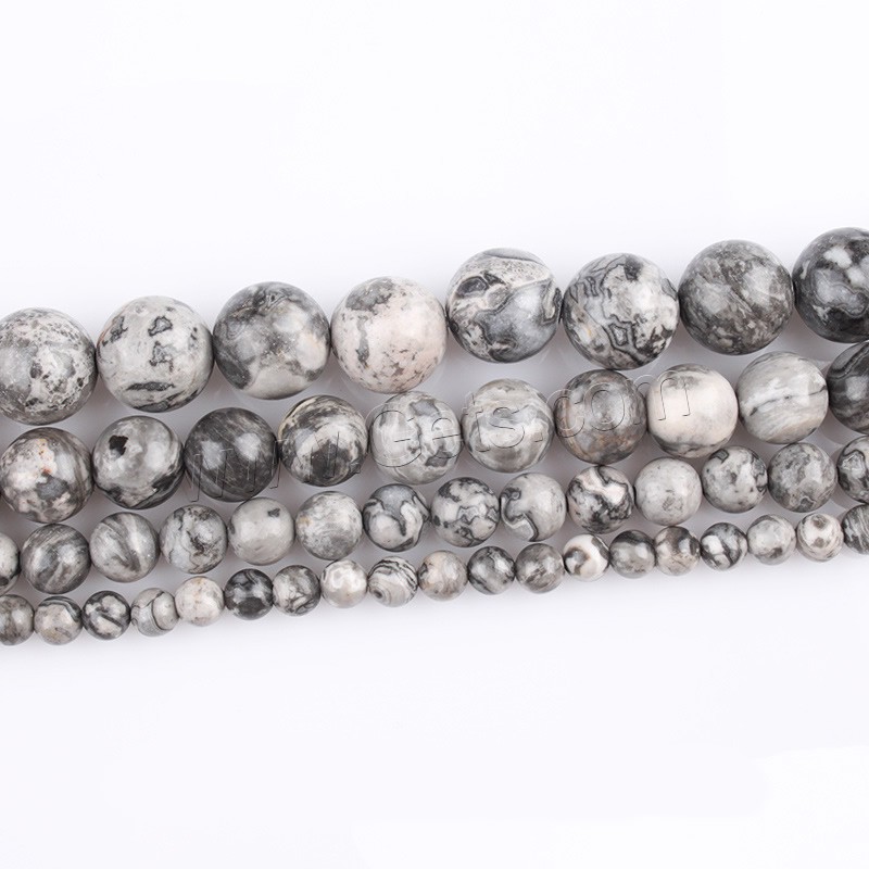Picasso Jaspis  Perlen, rund, natürlich, verschiedene Größen vorhanden, Länge:ca. 15 ZollInch, verkauft von Strang
