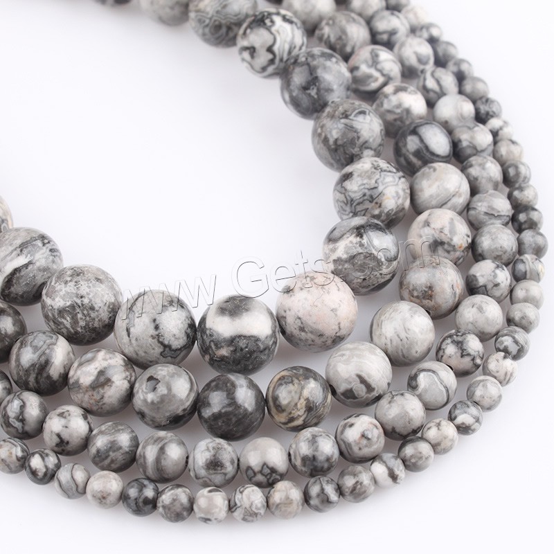 Perles de jaspe Picasso, Rond, naturel, normes différentes pour le choix, Longueur:Environ 15 pouce, Vendu par brin