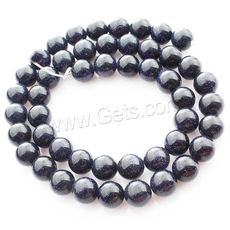 Perles en verre aventuriné bleu, pierre bleue d'or, Rond, normes différentes pour le choix, Longueur:Environ 15 pouce, Vendu par brin