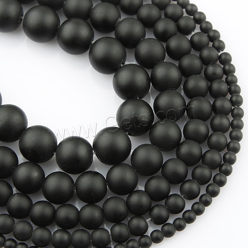 Black Stone Bead, Round, different size for choice, Length:Approx 15 Inch, Sold By Strand