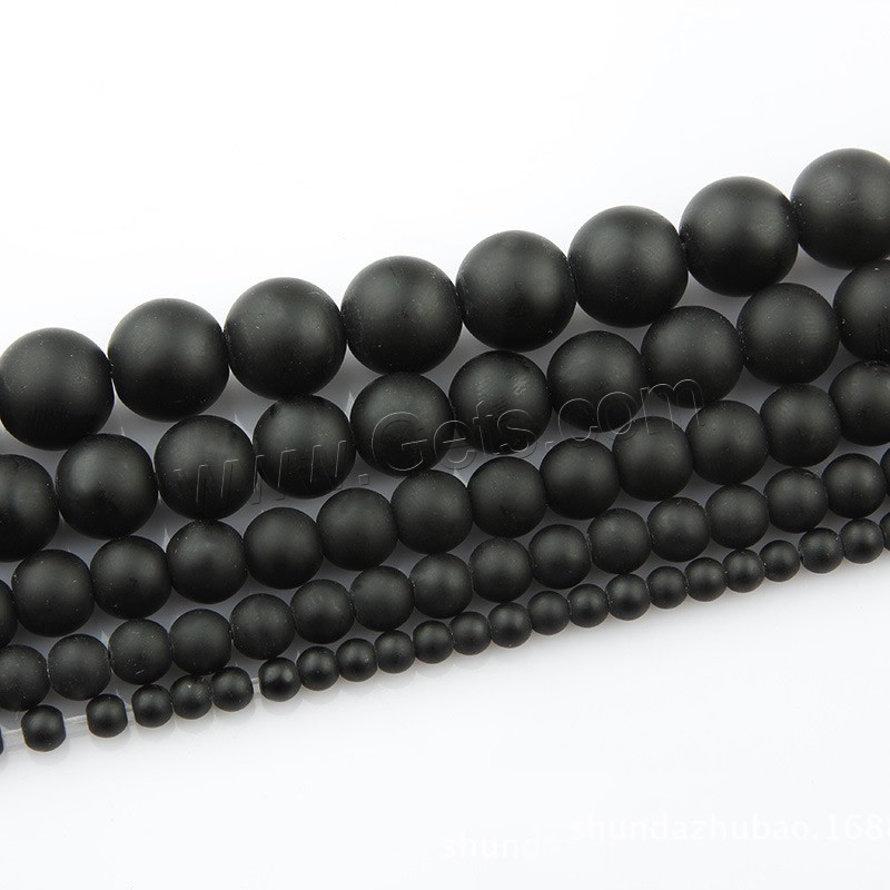 Черный камень, черный камень, Круглая, разный размер для выбора, длина:Приблизительно 15 дюймовый, продается Strand