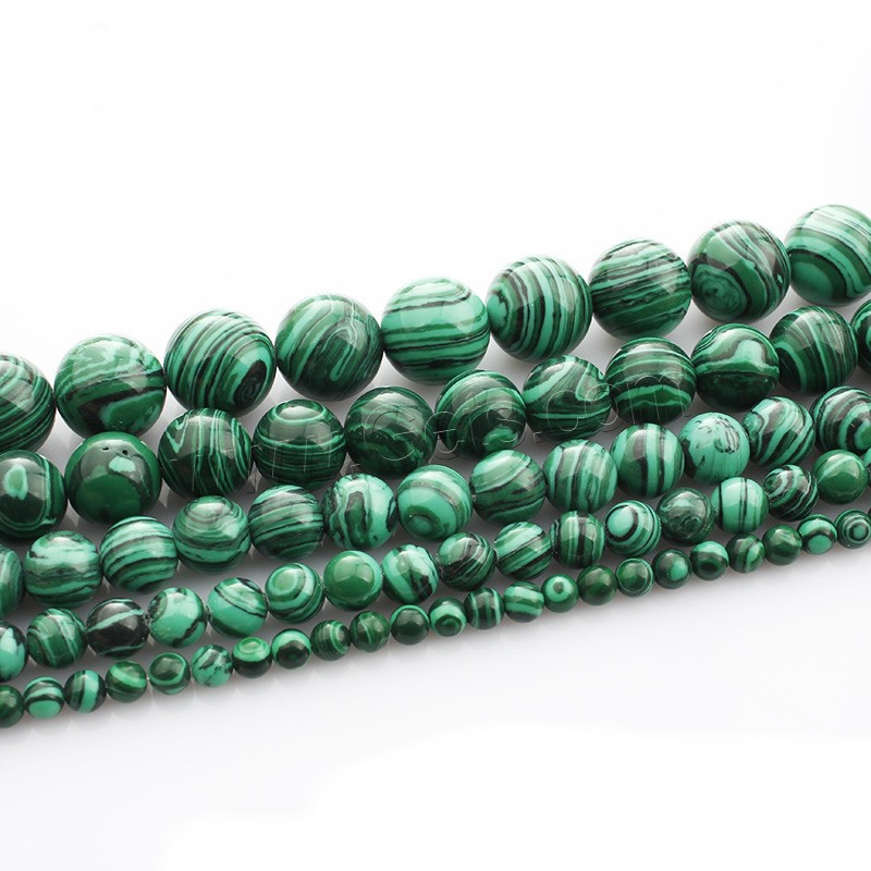 Malachit Perle, rund, synthetisch, verschiedene Größen vorhanden, Länge:ca. 15 ZollInch, verkauft von Strang