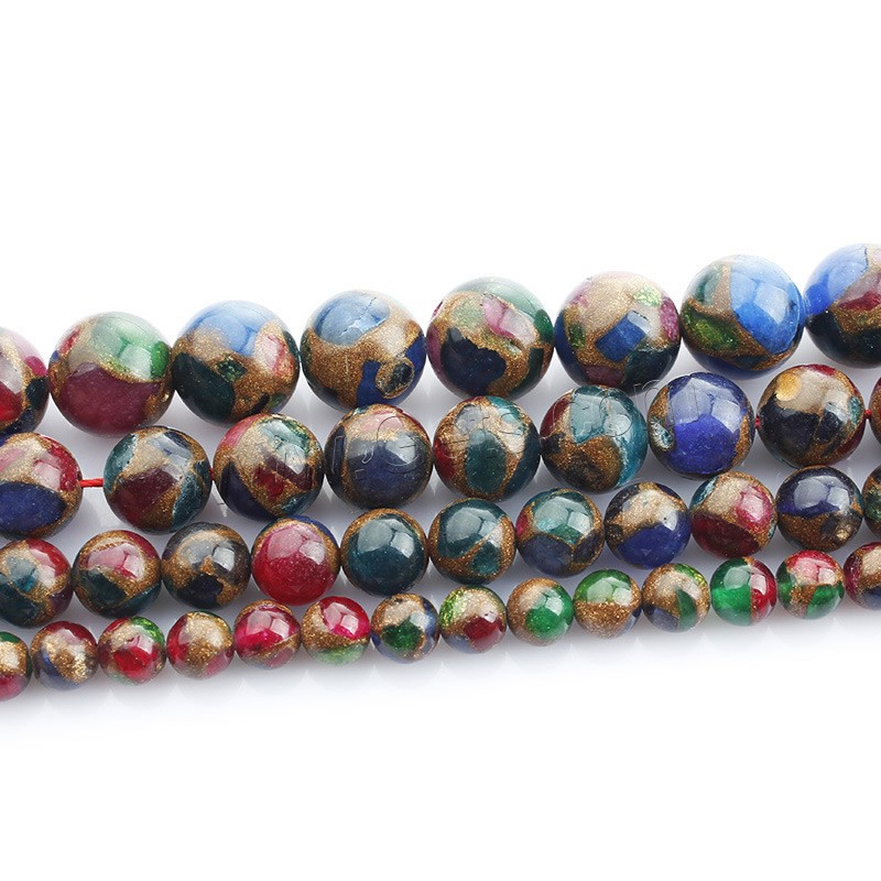 Goldstone Beads, Round, different size for choice, multi-colored, Length:Approx 15 Inch, Sold By Strand