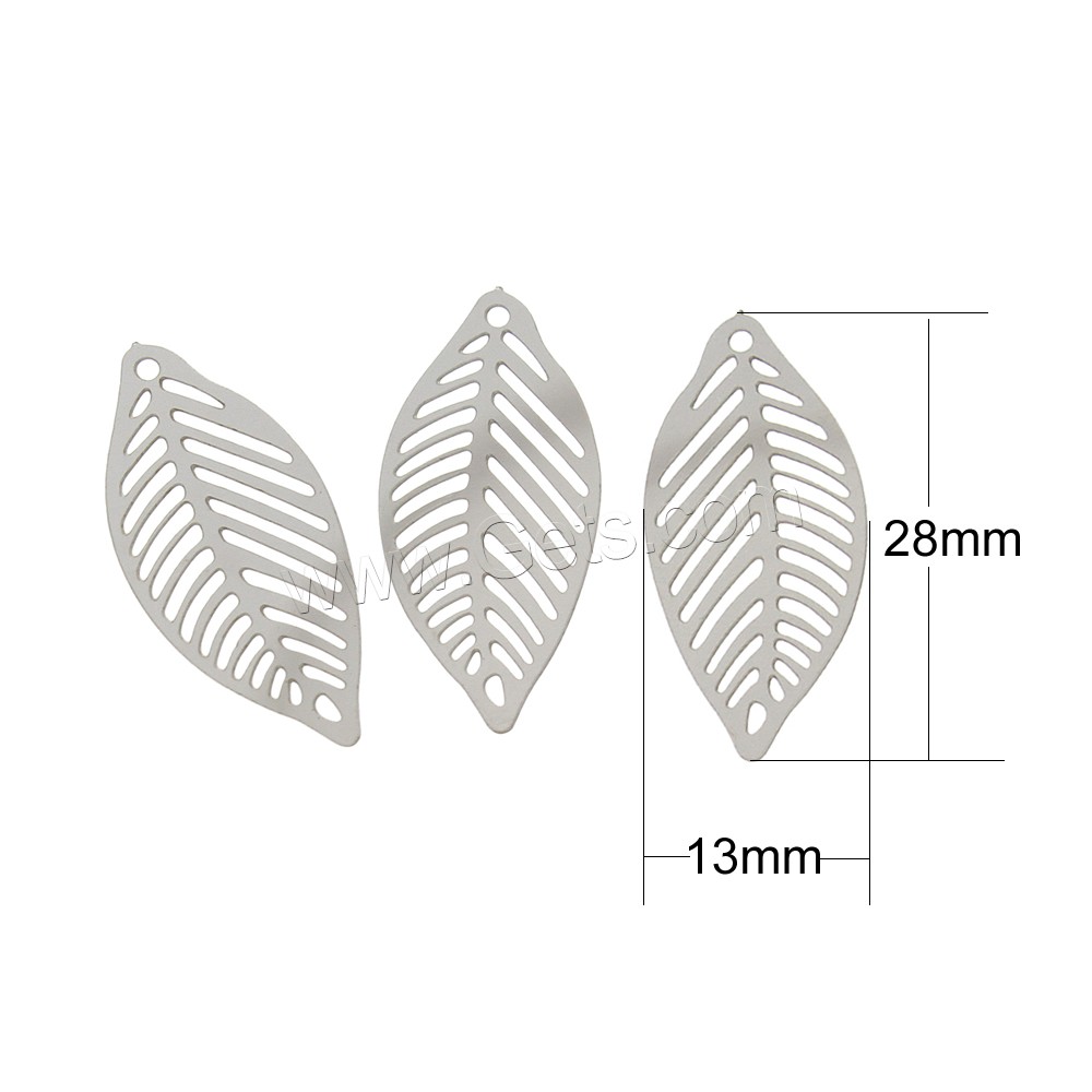 Stainless Steel Leaf Pendant, different size for choice, original color, Hole:Approx 0.5mm, Sold By PC