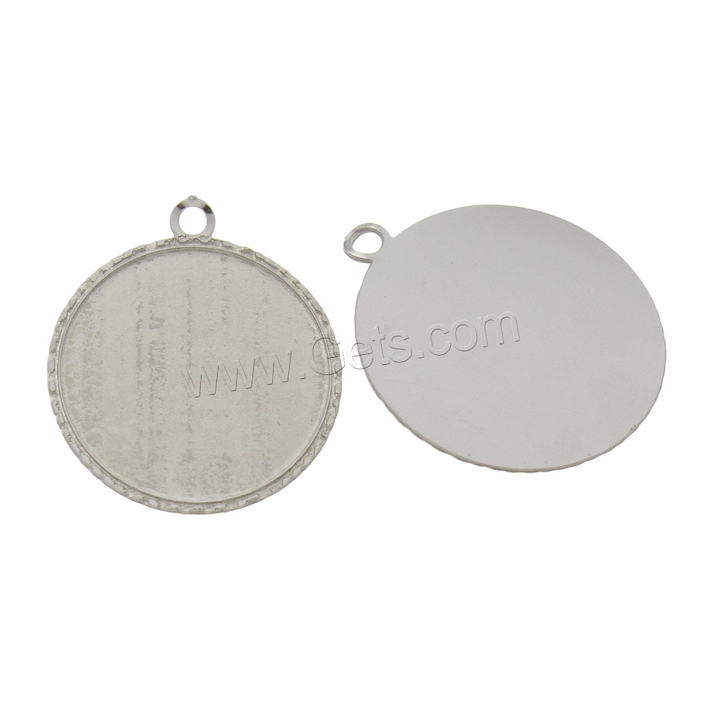 Stainless Steel Pendant Component, Flat Round, different size for choice, original color, Hole:Approx 1.5mm, Inner Diameter:Approx 18mm, Sold By PC