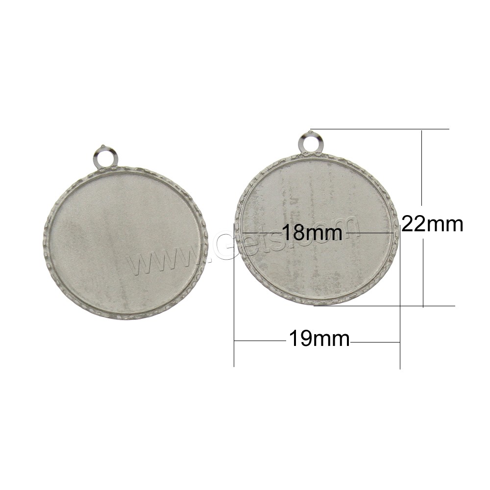 Stainless Steel Pendant Component, Flat Round, different size for choice, original color, Hole:Approx 1.5mm, Inner Diameter:Approx 18mm, Sold By PC