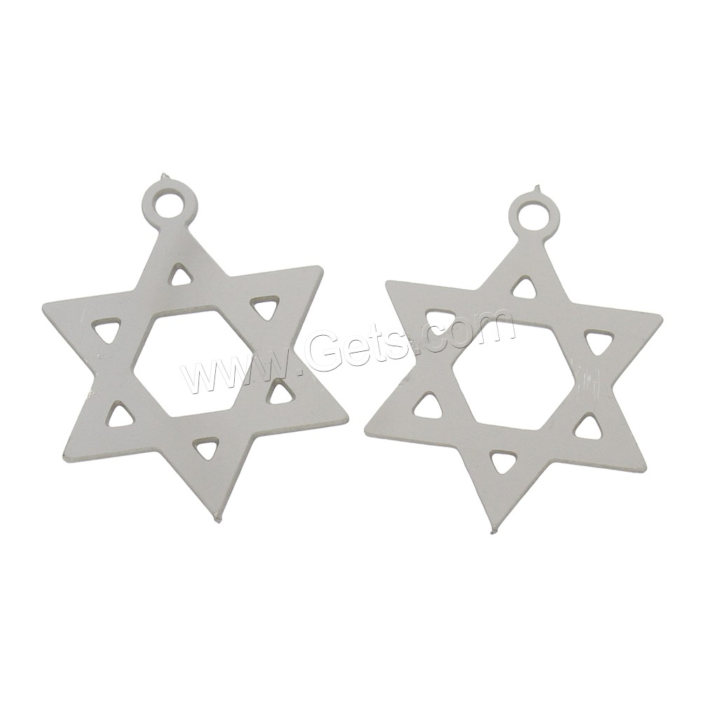 Stainless Steel Star Pendant, Star of David, different size for choice, original color, Hole:Approx 2mm, Sold By PC