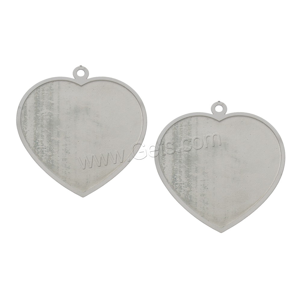 Stainless Steel Pendant Component, Heart, different size for choice, original color, Hole:Approx 32x33mm, Sold By PC