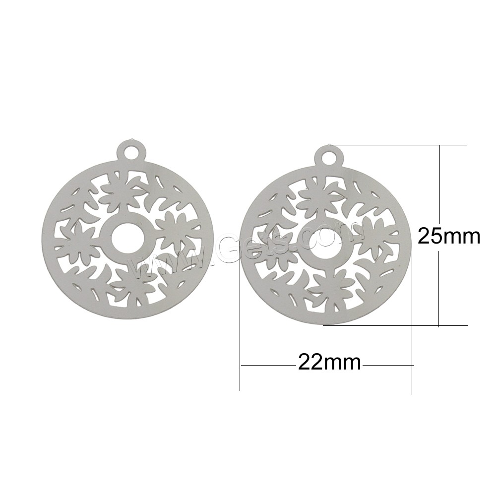 Stainless Steel Pendants, Flat Round, different size for choice, original color, Hole:Approx 1.5mm, Sold By PC