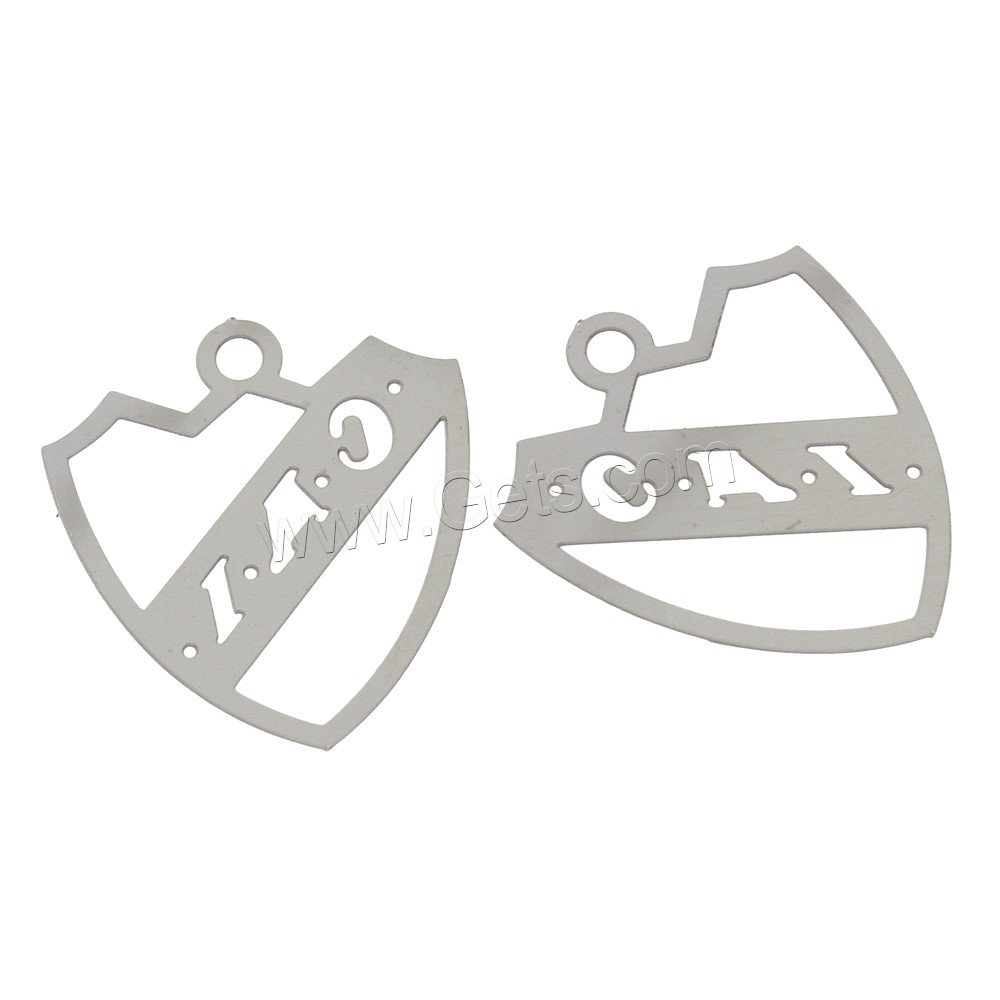 Stainless Steel Pendants, Shield, different size for choice, original color, Hole:Approx 2.5mm, Sold By PC