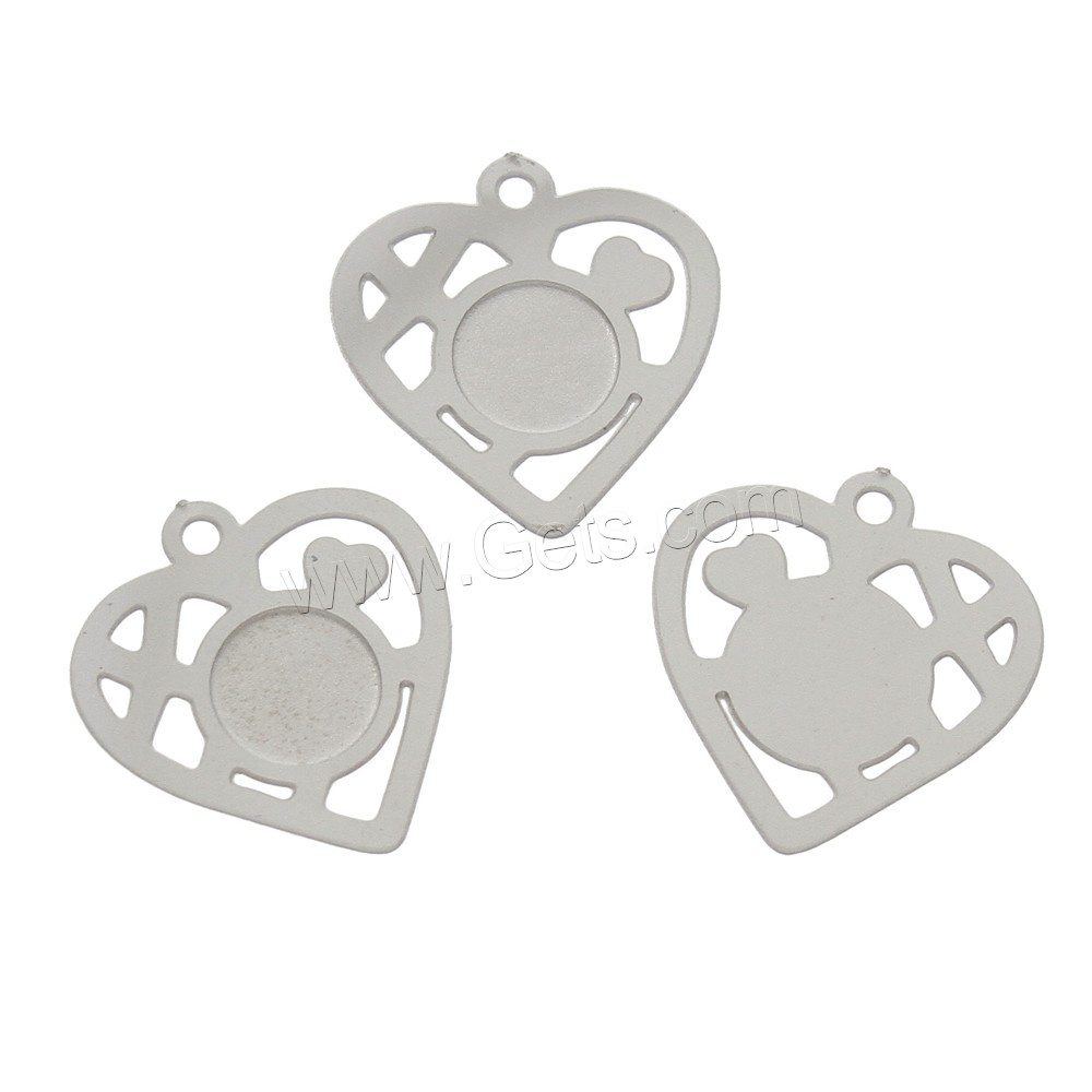Stainless Steel Pendant Component, Heart, different size for choice, original color, Hole:Approx 1mm, Inner Diameter:Approx 7mm, Sold By PC