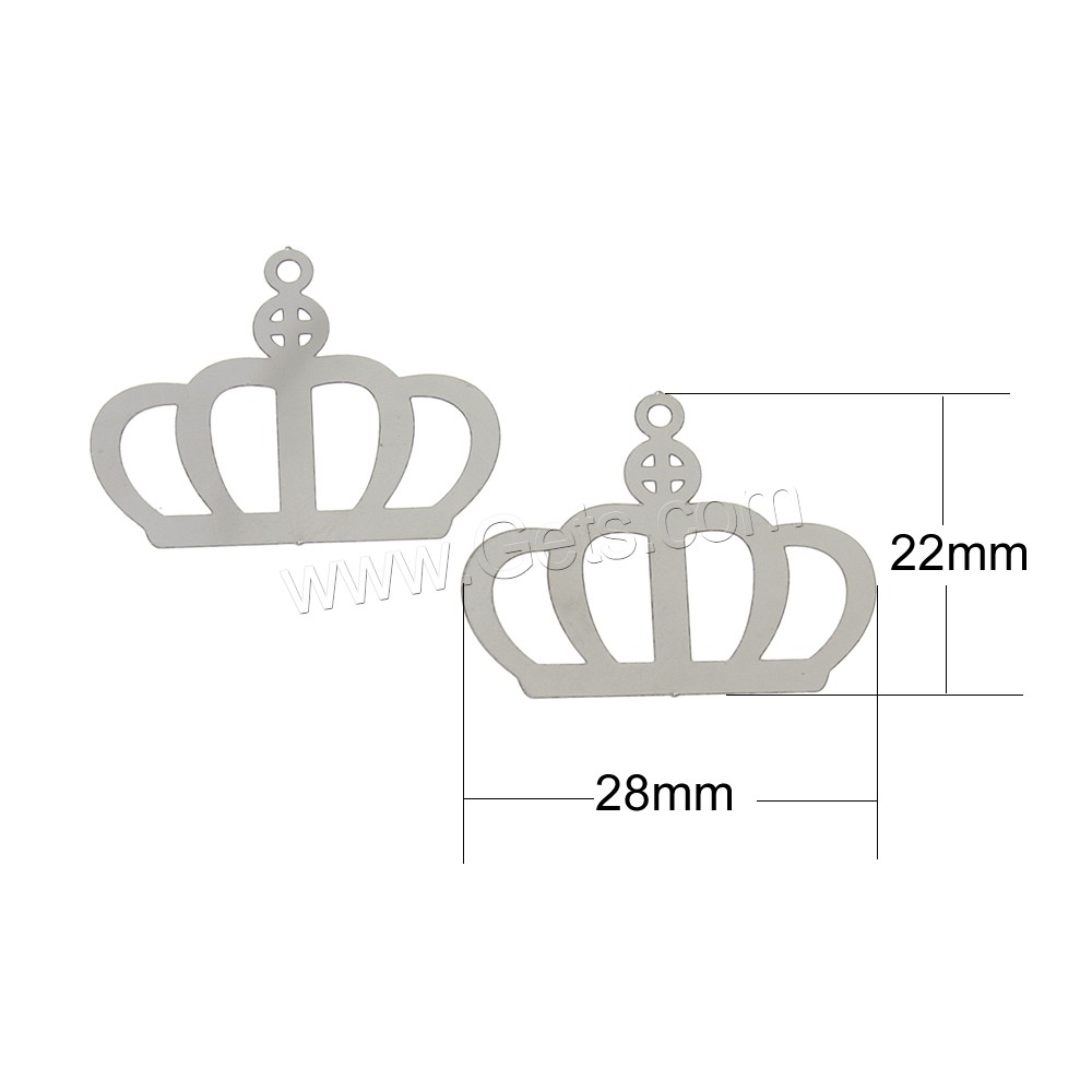 Stainless Steel Crown Pendant, different size for choice, original color, Hole:Approx 1mm, Sold By PC