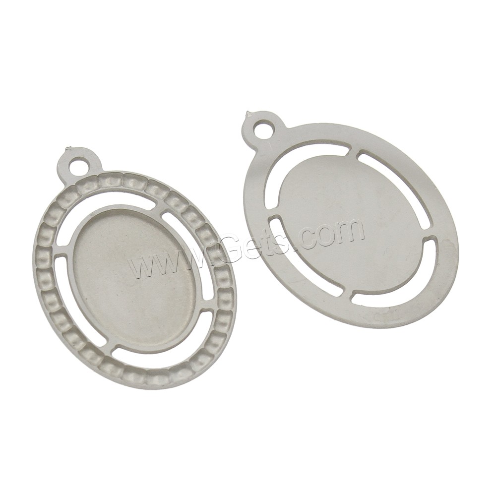 Stainless Steel Pendant Component, Flat Oval, different size for choice, original color, Hole:Approx 1.5mm, Inner Diameter:Approx 10x14mm, Sold By PC