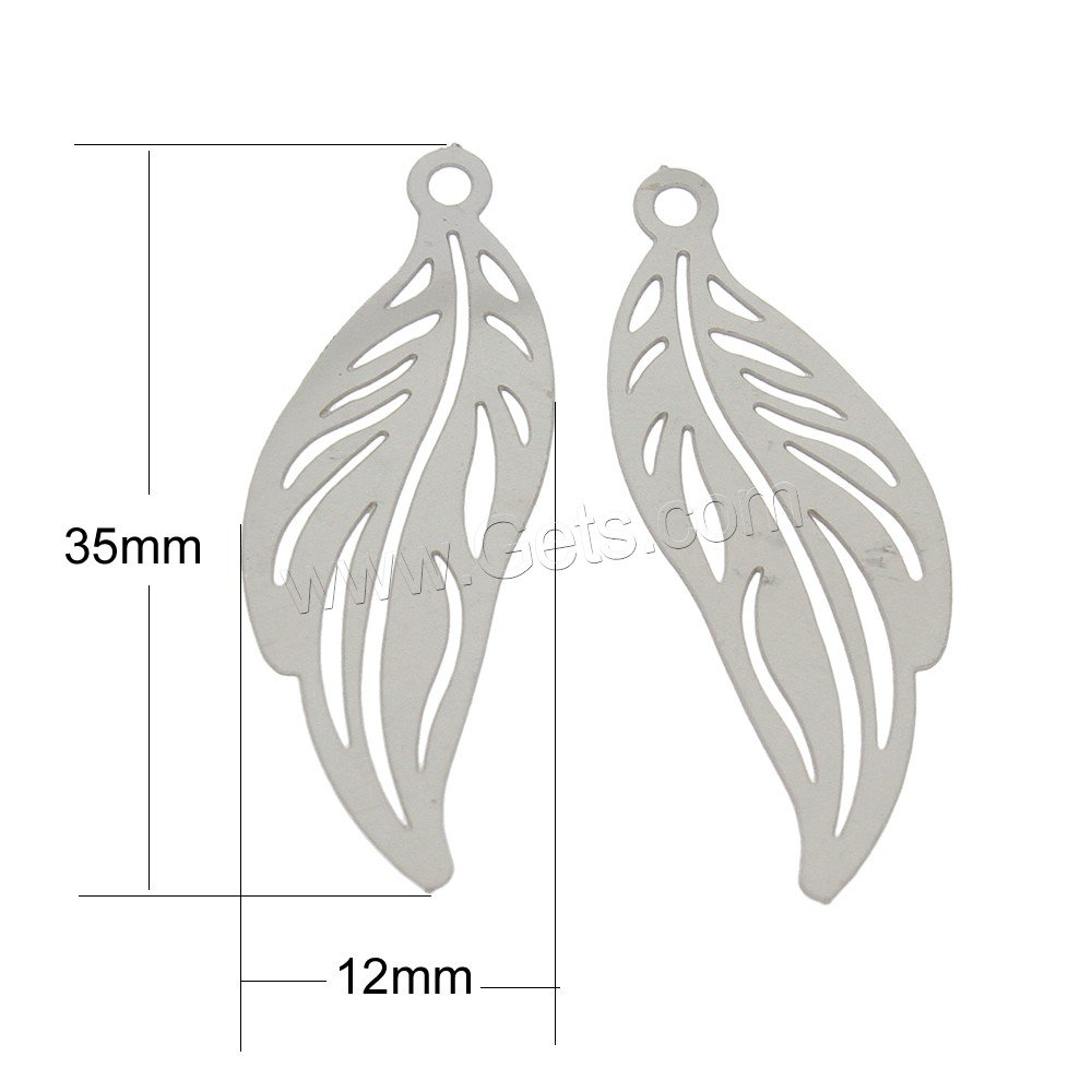 Stainless Steel Leaf Pendant, different size for choice, original color, Hole:Approx 1mm, Sold By PC