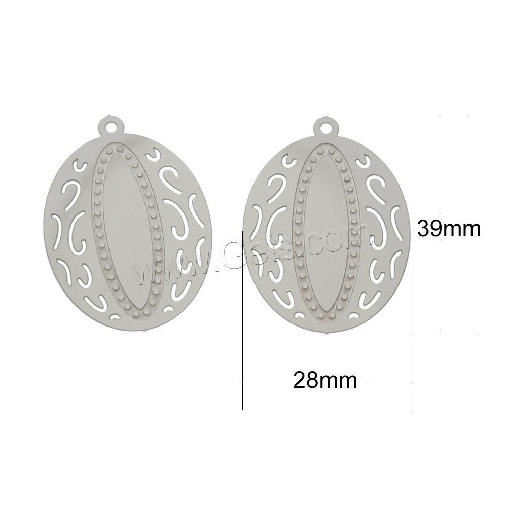 Stainless Steel Pendants, Flat Oval, different size for choice, original color, Hole:Approx 1mm, Sold By PC